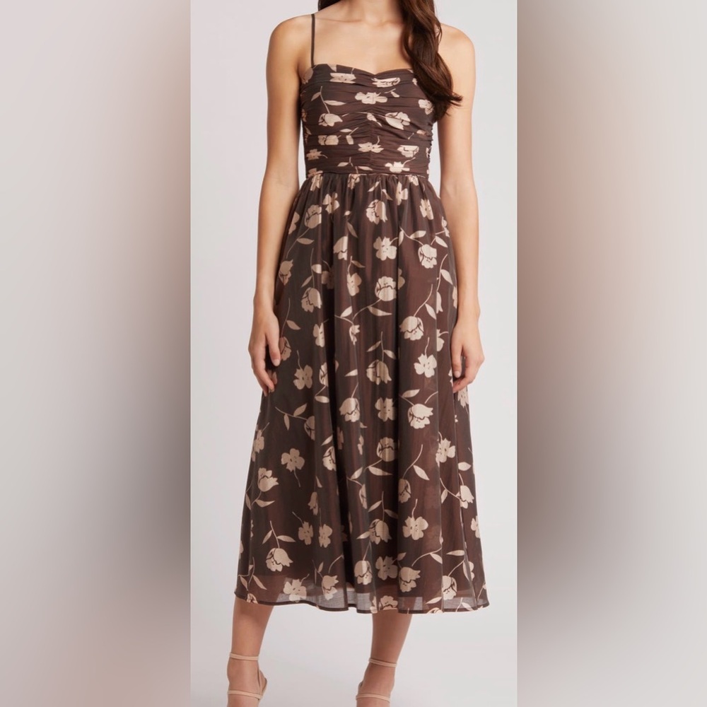 Charles Henry Floral Print Sleeveless Midi Sundress